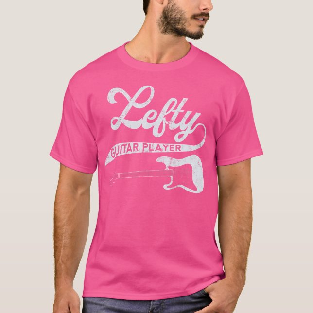 Left Handed Guitarist Lefty Guitar Player Retro Ba T-Shirt (Front)