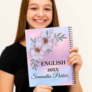 Left-Handed Lilac Floral English Name Year Girls Notebook