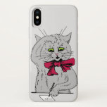 Left Handed Math Cat iPhone X Case<br><div class="desc">Left handed kitty is confounded by the math. A digital remake of a Louis Wain illustration c 1905.</div>