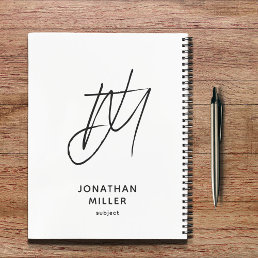 Left-Handed Minimalist Monogram White Notebook