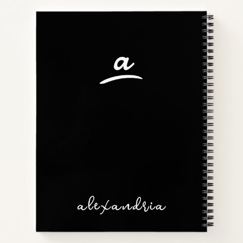 Left_Handed Modern Monogram Black Spiral Notebook