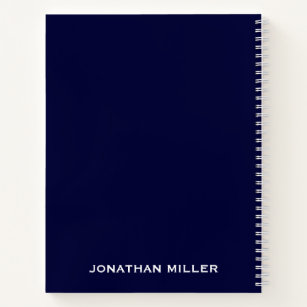Left-Handed Navy Blue and White Personalized Name Notebook
