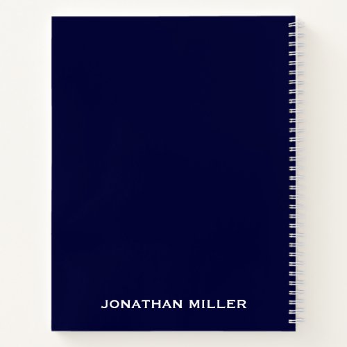 Left_Handed Navy Blue and White Personalized Name Notebook