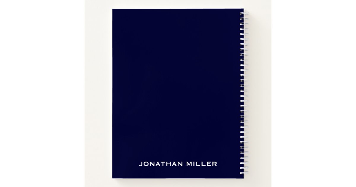 Left-Handed Navy Blue and White Personalized Name Notebook | Zazzle