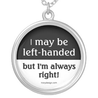 Left-handed people silver plated necklace