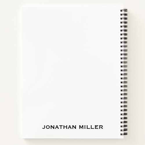 Left_Handed Personalized White with Black Font Notebook