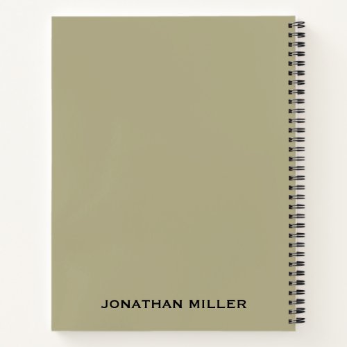 Left_Handed Sage Green and Black Personalized Name Notebook