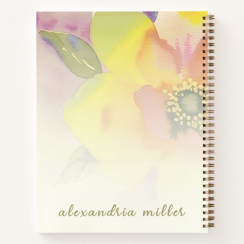 Left_Handed Watercolor Floral Spiral Notebook