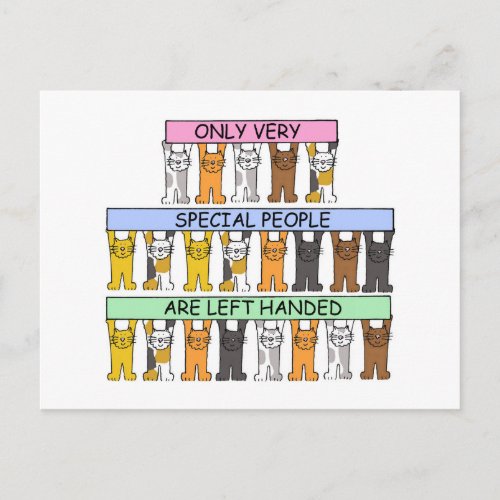 Left Handers Day August 13th Cartoon Cats Postcard