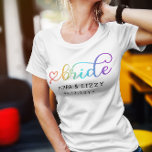 Left Heart Rainbow Bride LGBT Wedding T-Shirt<br><div class="desc">Cute bride tee for a lesbian bride with a cute heart-adorned script filled with rainbow colors. Add the brides' names and wedding date.</div>