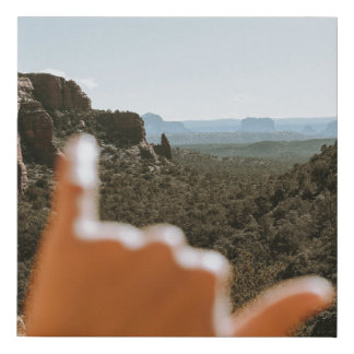 Left human hand faux canvas print