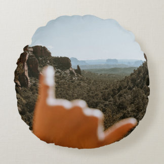 Left human hand round pillow
