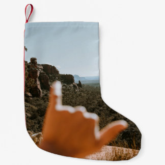 Left human hand small christmas stocking