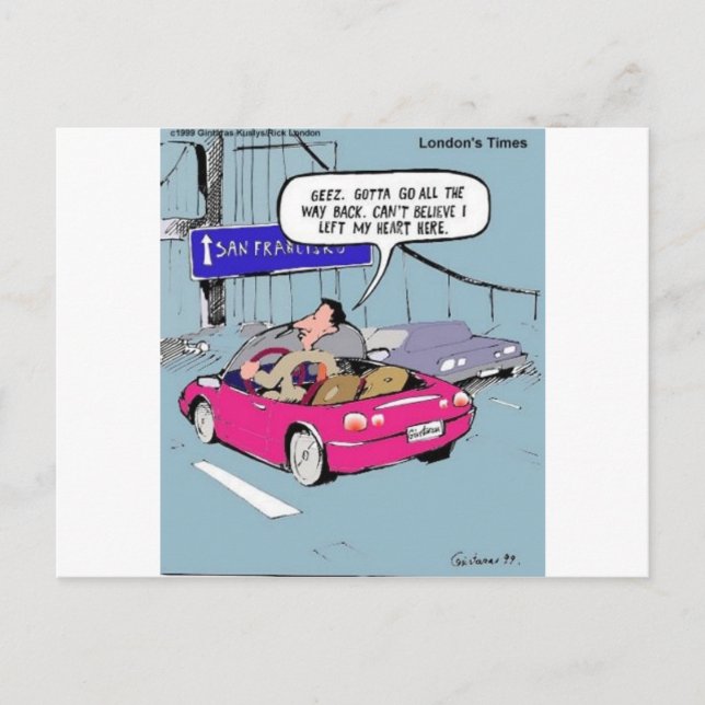 Left My Heart In San Francisco Funny Gifts & Tees Postcard (Front)