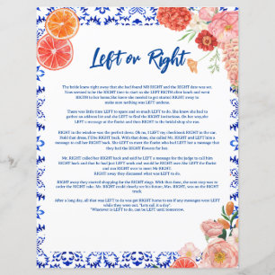 Left or right Thats amore bridal shower game