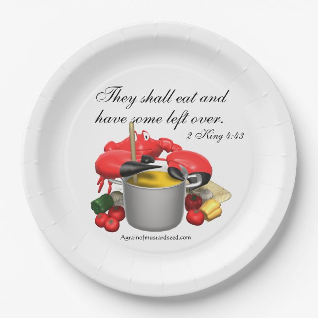 Left overs 2 Kings 4:43 Paper Plates (Front)