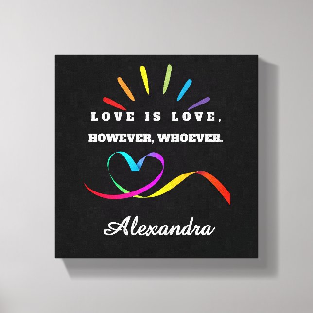 Left Panel - Neon Rainbow "Love is Love" Custom Na Canvas Print (Front)