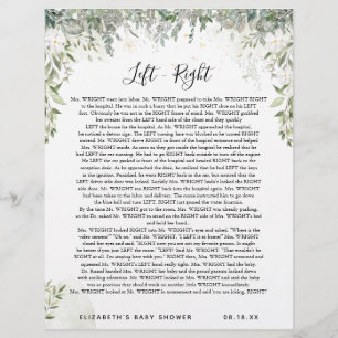 Left - Right   Baby Shower Game