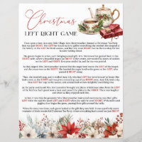 Left Right Floral Christmas Tea Party Game