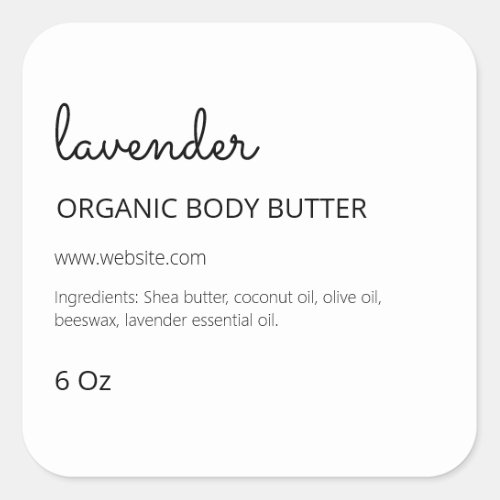Left Sided Margin White Lavender Body Butter Label