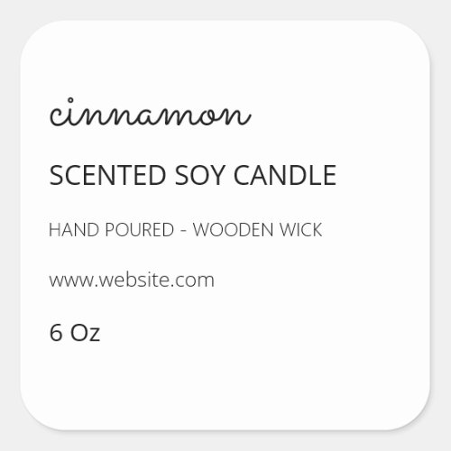 Left Sided Margin White Scented Soy Candle Labels