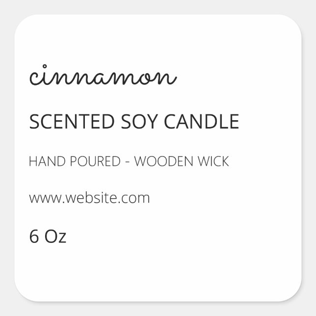 Left Sided Margin White Scented Soy Candle Labels (Front)