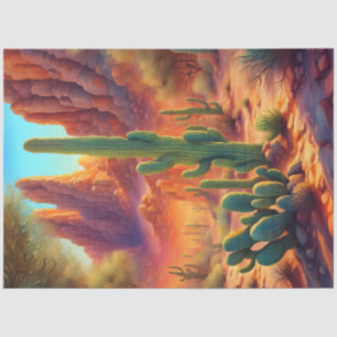 Left Sunny Desert Cactus Decoupage Paper