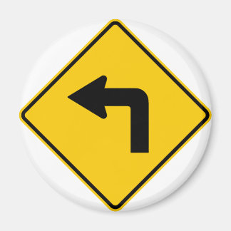 Left Turn Ahead Highway Sign Magnet