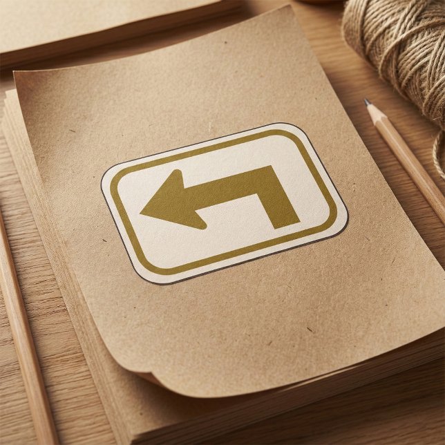 Left Turn Arrow Directional Road Sign Rectangular Sticker (Creator Uploaded)