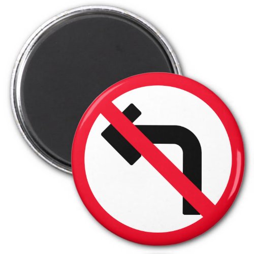 Left Turn Prohibited  Red Circle Sign  Magnet