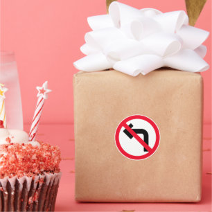 Left Turn Prohibited Sign Classic Round Stickers