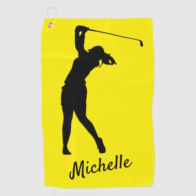 Lefthanded  "golfer Michelle" y&b Golf Towel (Front)