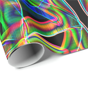 Leftover colorful neon tape crossed and overlapped wrapping paper