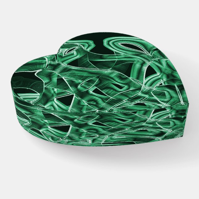 Leftover green acrylic strip, crossed overlapped paperweight (Angled)