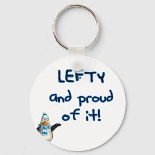 Lefty and Proud! With penguin in blue & black Keychain