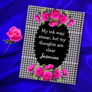 Lefty Girl Gingham Notebook – Funny Floral + Name