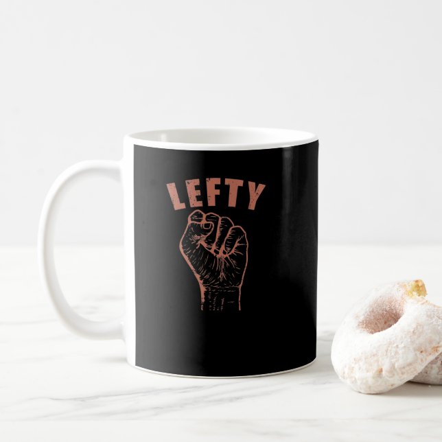 Lefty writes left-handed problems coffee mug (With Donut)