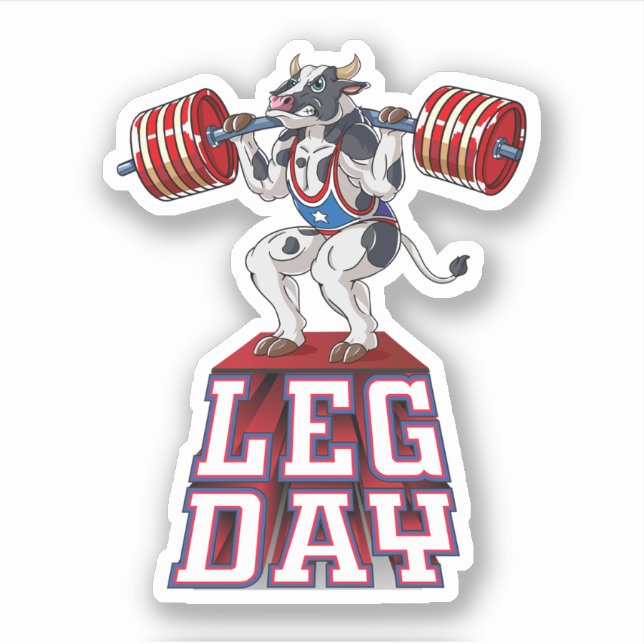 Leg Day Cow Weight Lifting Squat Gym. Perfect desi Sticker (Front)