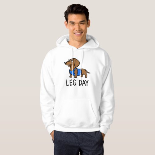 Leg Day Dachshund Funny Gym Dog Workout Humor Hoodie