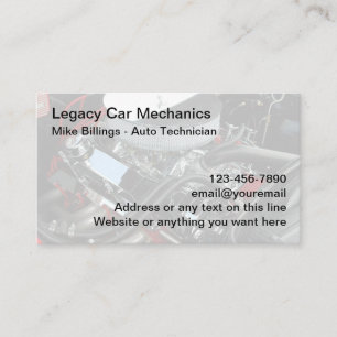 Legacy Automotive Retro Car Technician Business Card