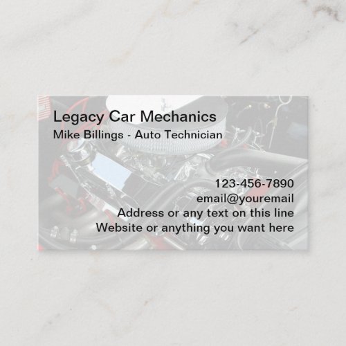 Legacy Automotive Retro Car Technician Business Card