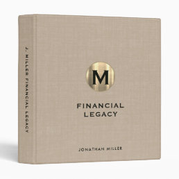 Legacy Binder Beige Linen Luxury Gold Initial