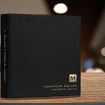 Legacy Binder Black Leather Luxury Gold Initial<br><div class="desc">Simple monogrammed binder features a modern design with brushed metallic gold monogram emblem on black leather look textured background. Custom name presented in the lower right-hand corner in stylish simple font with a complimentary minimal monogram medallion. A modern binder for financial legacy planning, funeral and estate planning, family emergency documents...</div>