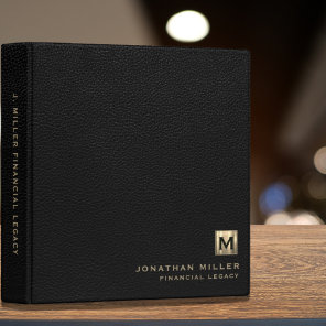 Legacy Binder Black Leather Luxury Gold Initial