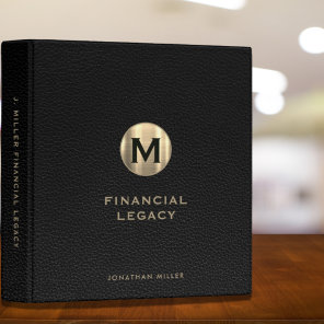 Legacy Binder Black Leather Luxury Gold Initial