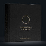 Legacy Binder Black Leather Luxury Gold Initials<br><div class="desc">This simple yet stylish binder features a modern design with a brushed metallic gold monogram emblem with two overlapping initials on a faux black leather background. Personalize with your name or custom text of your choice using the fields provided. This binder is perfect for financial legacy planning, funeral and estate...</div>