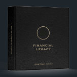 Legacy Binder Black Leather Luxury Gold Initials<br><div class="desc">This simple yet stylish binder features a modern design with a brushed metallic gold monogram emblem with two overlapping initials on a faux black leather background. Personalize with your name or custom text of your choice using the fields provided. This binder is perfect for financial legacy planning, funeral and estate...</div>
