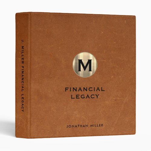 Legacy Binder Leather Luxury Gold Initial