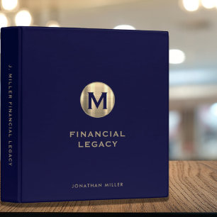 Legacy Binder Navy Blue Gold Monogram