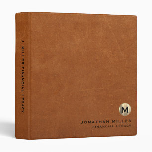 Legacy Binder Sable Leather Luxury Gold Initial